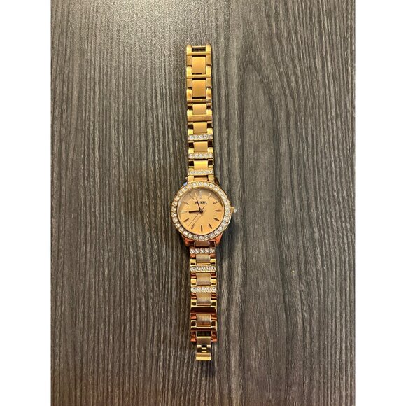 Fossil Womens Rose Gold-Tone Watch With Crystal Accents Stainless Steel Band Mod - Picture 4 of 7